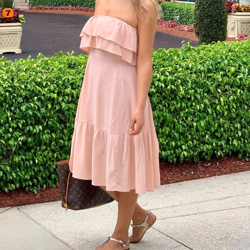 ASOS Light Pink Blush Strapless Ruffled Top Dress